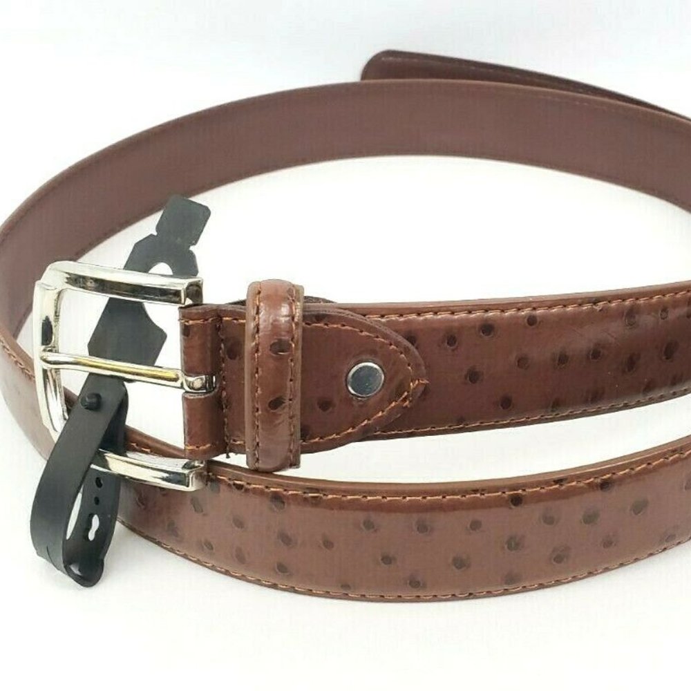 Mens Leather 52" Non Reversible Ostrich 1.25" Belt - Picture 1 of 9
